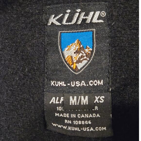 KUHL ALPENWURX Fleece Jacket Brown Full Zip Faux Leather Sherpa Collar Medium - Picture 7 of 10